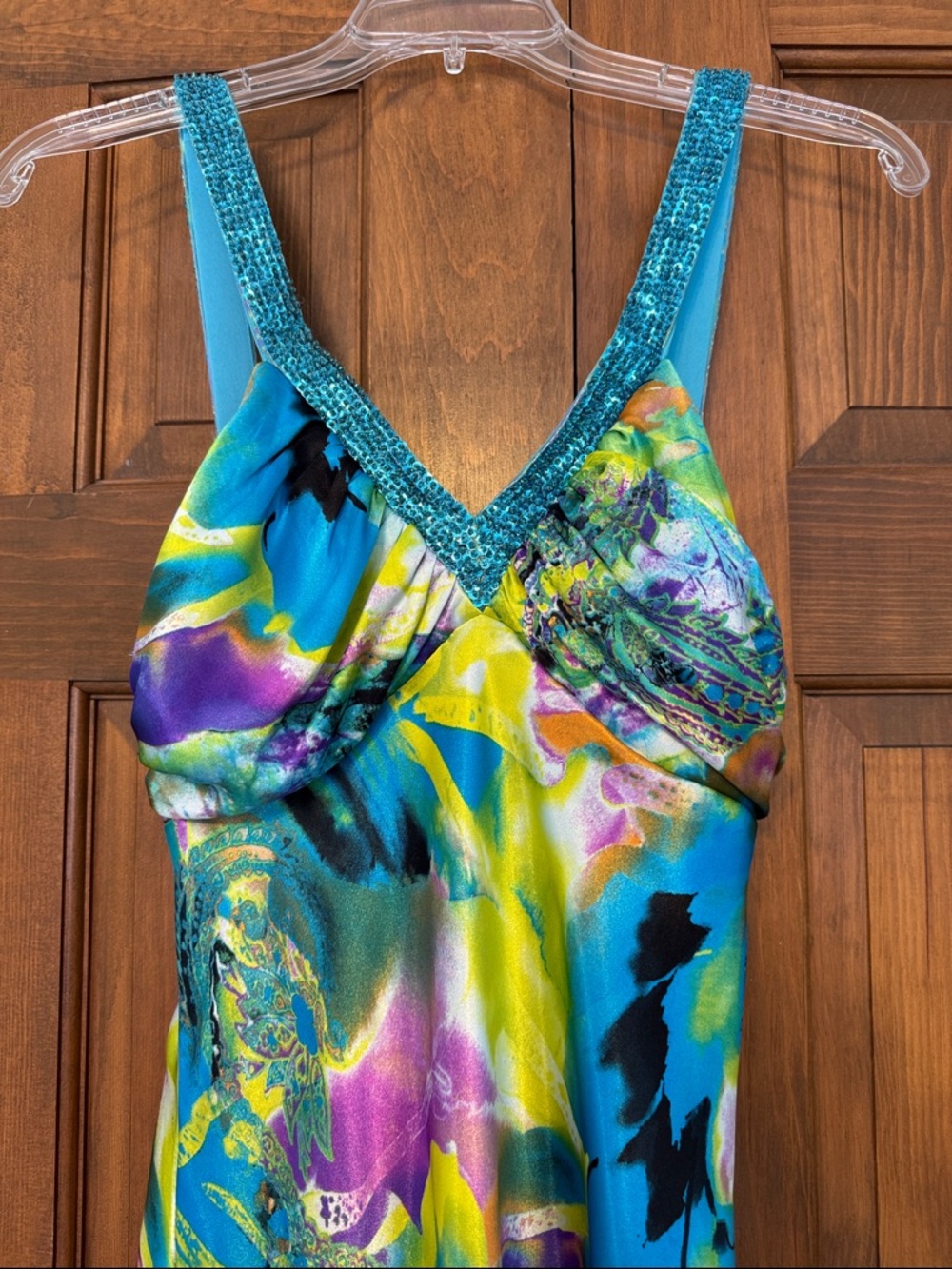 Speechless Green Blue Purple Yellow Abstract Maxi Dress
